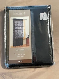 New Home Trends Aida One Single Panel Curtain Black Soot 55" x 84" Sheer Floral - Picture 1 of 4