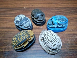 5X Ancient Egyptian Antiques Scarab Beetle khepri with hieroglyphics pharaoh - Picture 1 of 13