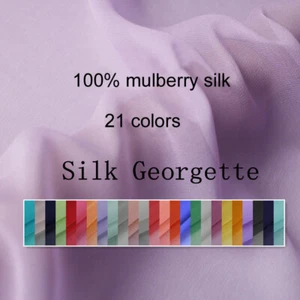 1 Meter X 1.14 Meter Plain Silk Material Georgette Sheer Fabrics For Dress Scarf - Bild 1 von 27