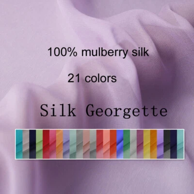 1 Meter X 1.14 Meter Plain Silk Material Georgette Sheer Fabrics For Dress Scarf - Bild 1 von 4