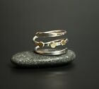 Triple Band Wrap Above Knuckle Ring Midi Toe Sterling Silver 925 9k Gold Dots