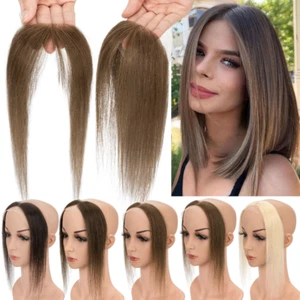 Cover-up 100% Human Hair Patches Hairpiece for Receding Hairline Full WEFT BLACK - Picture 1 of 20