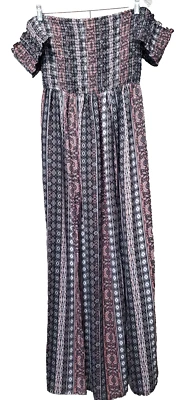 Trixxi Off-Shoulder Smocked Bodice Front Slit Maxi Dress Size Medium - Image 1 of 4