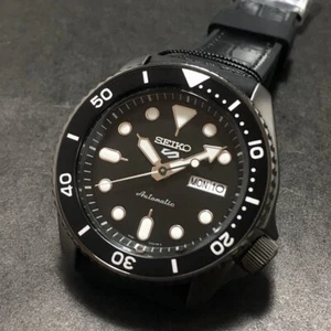 SEIKO 5 Automatic 100m SRPD65 SRPD65K3 Black Steel Leather Silicon Warranty - Picture 1 of 7