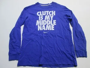 Nike Youth Unisex Size L Sweatshirt Royal Blue Crew Neck Long Sleeve Logo Print - Picture 1 of 5