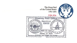 Cubierta postal Downey California Post Office Philatelic Center 1984 - Imagen 1 de 1