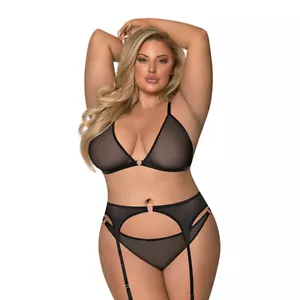 Magic-Silk Sassy Bra Garter Rouched Panty Sexy Lingerie Set Queen Plus Size - Picture 1 of 4