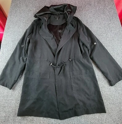 BeCool 女式炭黑色连帽开襟抽绳风衣 - 中号 — 第 1/4 张图片