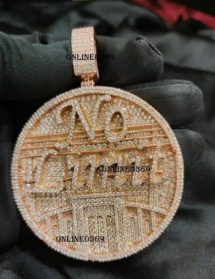 Pingente de moissanita genuína 4 quilates SEM LIMITE folheado a ouro rosa 14k corrente livre de prata - Imagem 1 de 4