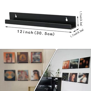 1-10x Floating Vinyl Record Album Wall Mount Display Shelf Acrylic Black Holder - Picture 1 of 9