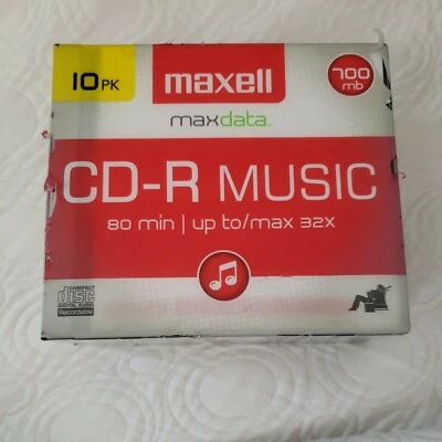 Maxell CD-R Music Maxell Recordable CD-10 PK Audio Recording 80 mins max 32x NIP - Image 1 of 4
