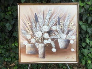 STEPHEN KAYE Original 1960s MODERN VINTAGE FLORAL STILL LIFE OIL Matted & Framed - Picture 1 of 13
