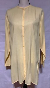 EILEEN FISHER sz M yellow button down COTTON tunic top blouse shirt - Picture 1 of 8