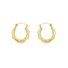 14K Gold Twisted Hexegonal French Lock Hoops Earrings - Jewelry for Womens