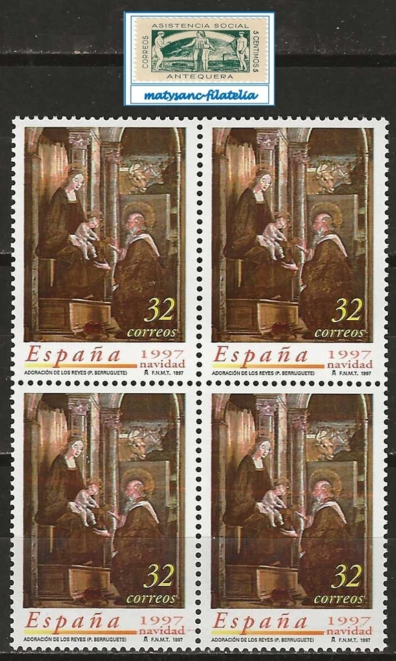 ESPAÑA 1997. EDIFIL 3519. SERIE COMPLETA EN BLOQUE DE 4 "NAVIDAD". MNH***  - Imagen 1 de 1