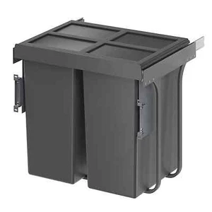 GoodHome Vigote Anthracite Silver effect Integrated Kitchen Pull-out bin, - 92L - Picture 1 of 11