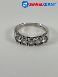 FAS STERLING SILVER WHITE STONE RING SIZE 5.75 2.7G #EQ184