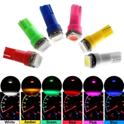 100X 12V T5 5050 1SMD Car Interior Side Wedge LED Dashboard Lights 7 Color - Image 1 of 4