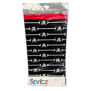 Spritz Pirate Table Cover Skull Crossbones Tablecloth Plastic Birthday Party 84" - Picture 1 of 4