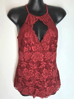 Nuevo ~ GUESS Mujer MEDIANO Justin Encaje Halter Top Rojo Foto 1 de 4