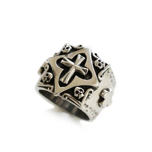 Anillo Gótico Calavera Cruz Plata Esterlina 925 De Colección Motociclista Mexicano Cristo Jesús - Imagen 1 de 13