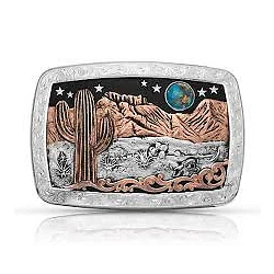 Montana Silversmiths® Desert Moon Turquoise Cactus Buckle 42110 - Image 1 of 1