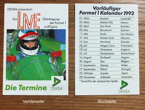 Dekra Formel 1 GP Kalender 1992 Michael Schumacher Benetton Taschenkalender - Bild 1 von 1
