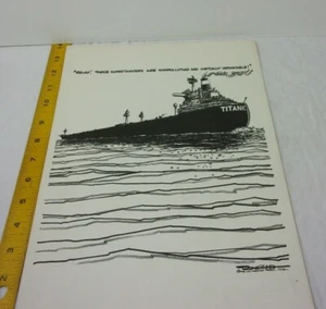 Titanic oil tankers unsinkable 1974 Paul Conrad print 10x14" political cartoon - Picture 1 of 2