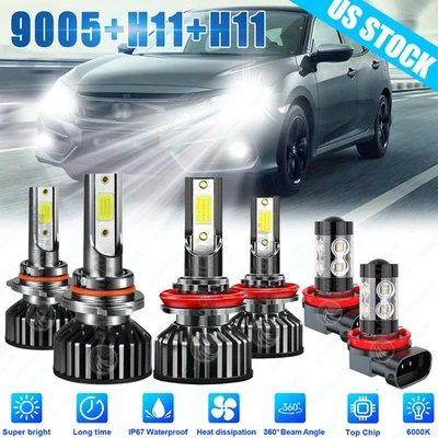 Faros antiniebla altos/bajos LED para Honda Civic 2016 2017 2018-2020 Foto 1 de 4