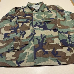 Vintage 80’s-90’s US Military Army Woodland Camouflage Hot Weather Coat XL Reg - Picture 1 of 10