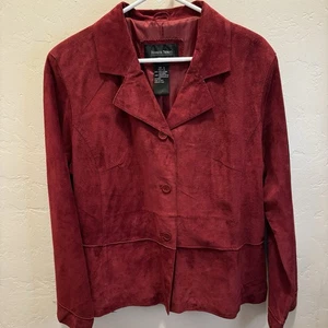 Vintage Brandon Thomas 100% Leather Suede Women's Button Jacket Rust XL - Picture 1 of 9