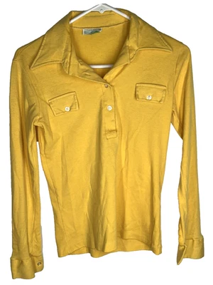 Women's Sears JR Bazaar Rockabilly Yellow Long Sleeve Shirt Medium Vintage - Image 1 of 3