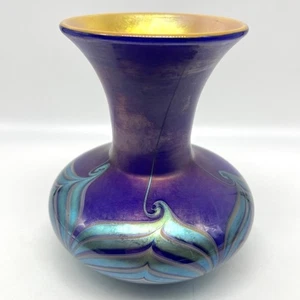 Lundberg Studios Midnight Blue Waves Iridescent Aurene Vase - Bild 1 von 7