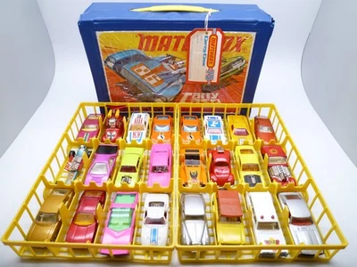 MALETÍN SUPERRÁPIDO MATCHBOX VINTAGE Y 24 COCHES: DATSUN VW LOTUS BMC DODGE AÑOS 70 Foto 1 de 4