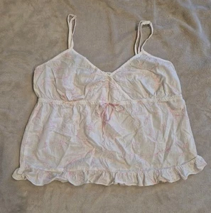 Vintage Aeropostle Women's XL Babydoll Spaghetti Strap Tank Ruffle Cotton White - Bild 1 von 11