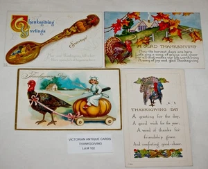 ANTIQUE Postcards Lot of 4 Over 110 Years Old Lot#102 Thanksgiving - Picture 1 of 2