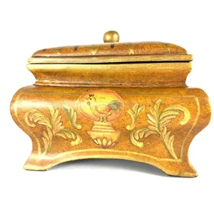 Vintage Rooster Chicken Painted Wood Box Trinket Jewelry Storage Decor Farmhouse - Picture 1 of 19