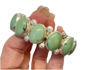 Ronnie Willie Green Turquoise Sterling Silver Native American Cuff Bracelet - Picture 1 of 10