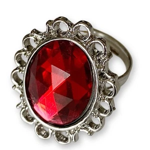 Anillo de plata grande ajustable con piedras preciosas rojas rubí gótico vintage - Imagen 1 de 5
