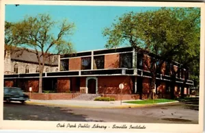 Postal cromada Oak Park Biblioteca Pública Scoville Institute Illinois IL UNP - Imagen 1 de 2