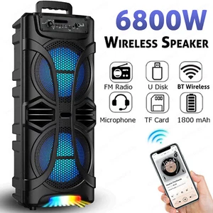 6800W Portable Bluetooth Speaker 8inch Sub woofer Heavy Bass Sound System Party - Picture 1 of 13