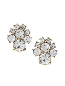 Banana Republic Women's Silver Regency Stud Earrings in Clear Crystal NWT 39.50 - Picture 1 of 9
