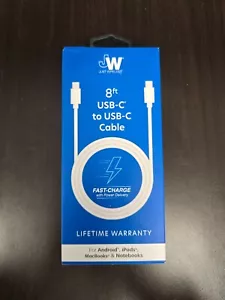 Just Cavo Wireless da USB-C a USB-C PVC - Bianco 8 piedi - Scatola aperta - Foto 1 di 3