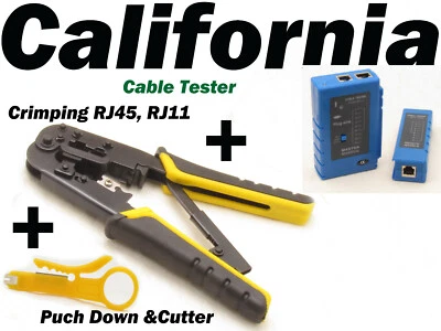 CAT5 CAT6 CAT3 RJ11 Network Tool Kit Cable Tester Crimping Wire Stripper Cutter  - Image 1 of 4