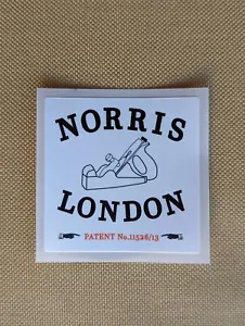 Norris London Planes 2"x2" Self Adhesive Sticker. Infill metal wood plane maker. - Picture 1 of 3