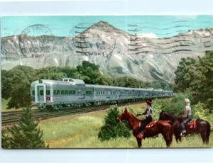 1960s Railroad RR Postcard Denver Zephyr Between Chicago & Denver Horseback Ride - Picture 1 of 2