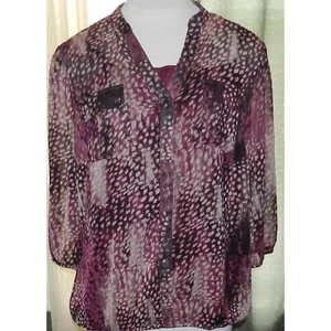 Roz & Ali size 1X artsy lined buttoned blouse bust pockets plus size womens - Picture 1 of 6