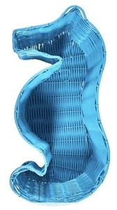 CIROA SEAHORSE BLUE WICKER RESIN SERVING BASKET - Picture 1 of 3