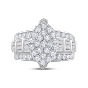 10kt White Gold Womens Diamond Oval Cluster Wedding Engagement Ring 2.00ctw - Picture 1 of 4