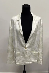ATM, Women's Long Sleeve Palm Leaf Deep V Blazer Coat, Ivory, Size S, NWT - Picture 1 of 7